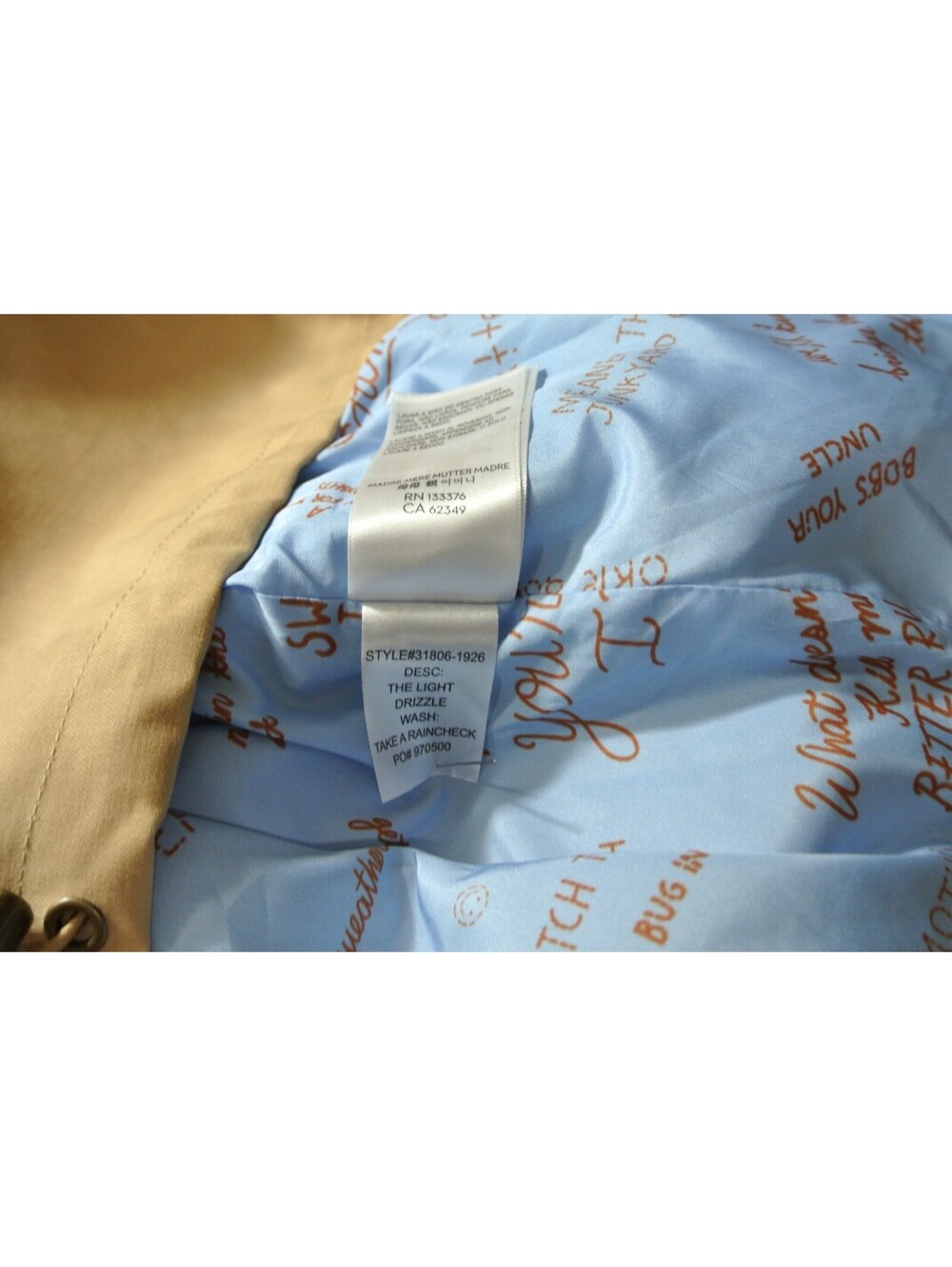 NEW, Mother The Light Drizzle Raincoat in Beige sz S #C4859 - Picture 8 of 10